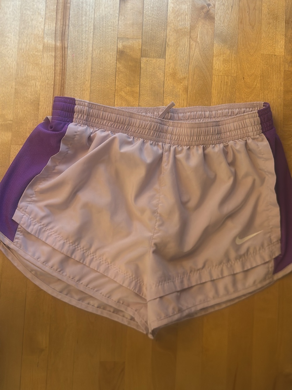 Nike Women's Light Lavender Athletic Shorts with Purple Side Panels